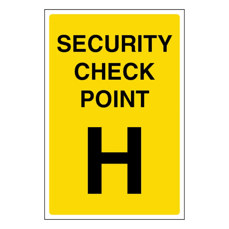 V Safety Security Check Point H 400 x 600 mm - Glow In The Dark 1mm Rigid Plastic