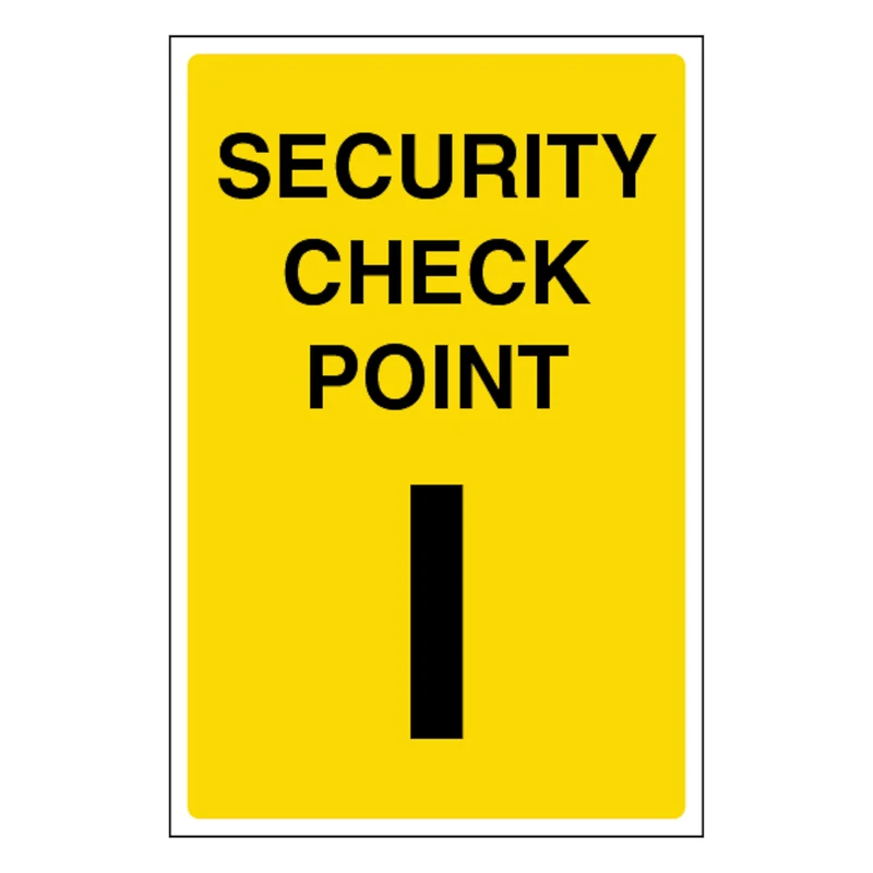 V Safety Security Check Point I 400 x 600 mm - Glow In The Dark 1mm Rigid Plastic