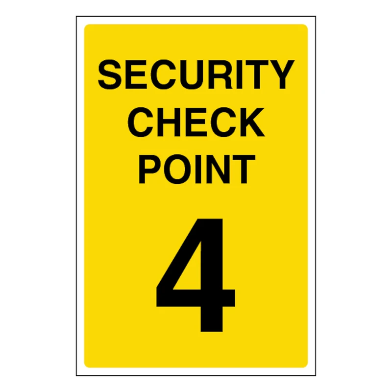 V Safety Security Check Point 4 400 x 600 mm - Glow In The Dark 1mm Rigid Plastic - Image 1