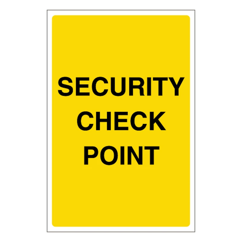 V Safety Security Check Point 400 x 600 mm - Glow In The Dark 1mm Rigid Plastic
