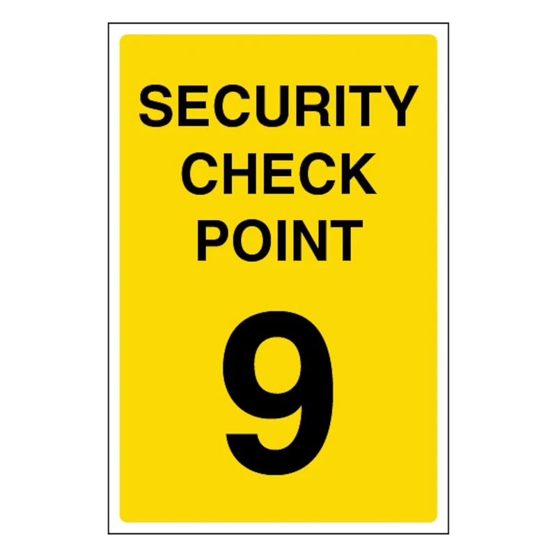 V Safety Security Check Point 9 400 x 600 mm - Glow In The Dark 1mm Rigid Plastic