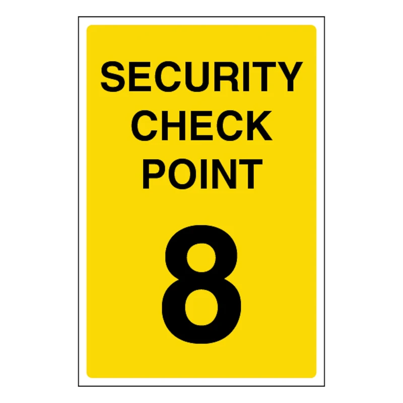 V Safety Security Check Point 8 400 x 600 mm - Glow In The Dark 1mm Rigid Plastic