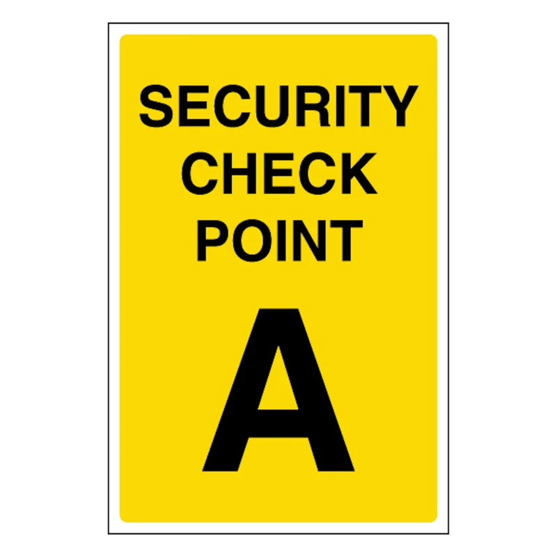V Safety Security Check Point A 400 x 600 mm - Glow In The Dark 1mm Rigid Plastic