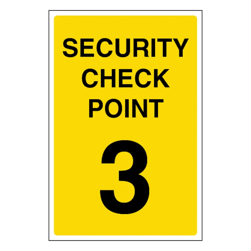 V Safety Security Check Point 3 400 x 600 mm - Glow In The Dark 1mm Rigid Plastic