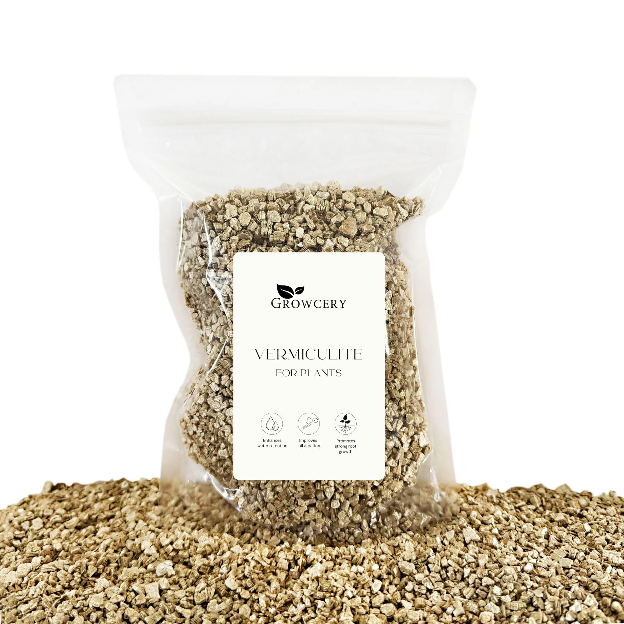 Growcery Fine Vermiculite for Plants - Lightweight Soil Additive for Improved Drainage, Aeration & Moisture Retention - Perfect for Seed Germination, Potting Mixes & Indoor Gardening (1L)