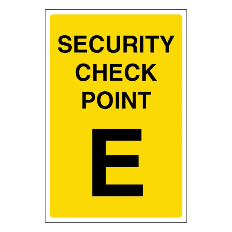 V Safety Security Check Point E 400 x 600 mm - Glow In The Dark 1mm Rigid Plastic