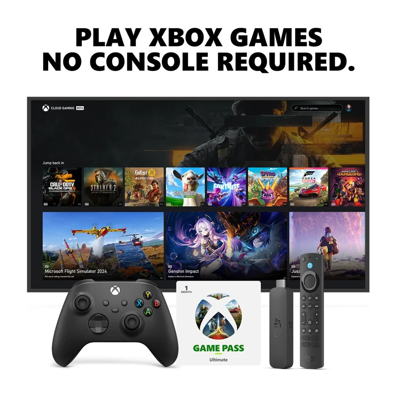 Amazon Fire TV Stick 4K Max + Xbox Carbon Black Controller + 1 Month Game Pass Ultimate