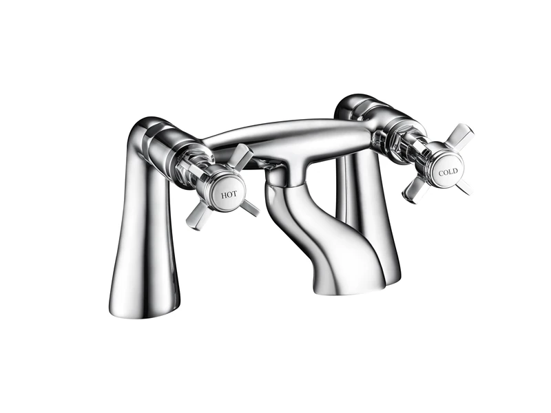 VeeBath Ripple Traditional Bath Filler Mixer Tap – Classic Chrome Finish, Victorian Style, Dual Lever Control, Deck Mounted Bathroom Tap, G3/4" Inlet, Bath Sink Taps for Traditional Bathrooms