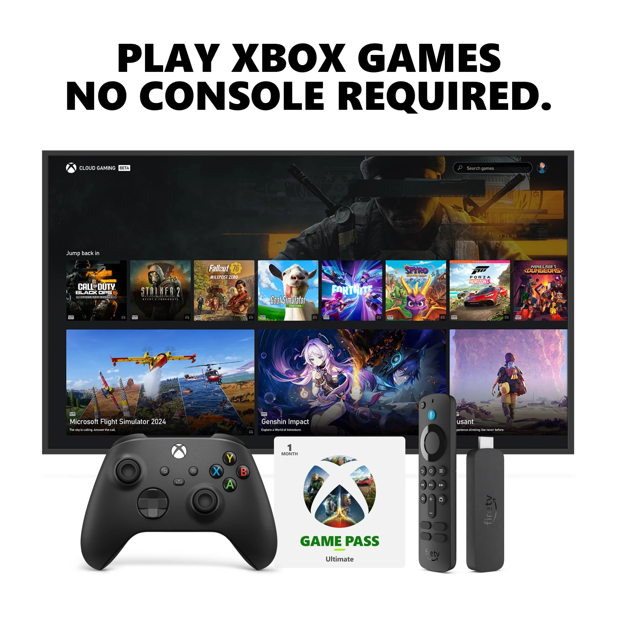Amazon Fire TV Stick 4K + Xbox Carbon Black Controller + 1 Month Game Pass Ultimate