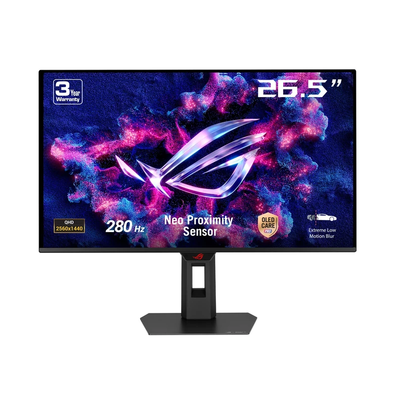 ASUS ROG Strix OLED XG27ACDMS gaming monitor ― 27-inch, 1440p QD-OLED panel, 280Hz, 0.03 ms, Neo Proximity Sensor, ASUS Care Pro, G-SYNC compatible, 99% DCI-P3, HDMI 2.1, Type-C 15W