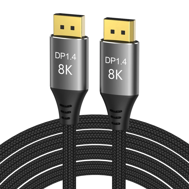 PremiumCord 8K DisplayPort 1.4 Cable M/M 9 m, Male to Male, 32.4 Gbps, Video UHD 8K @ 60Hz, 5K @ 60Hz, 4K @ 144Hz, HDCP 2.2, Gold-Plated Connectors, Textile Cable Braid - Image 1