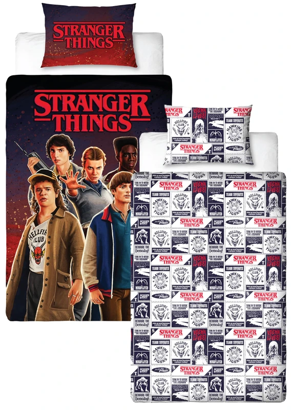 Stranger Things Officially Licensed Flames Design Single Duvet Cover Set | Reversible 2 Sided Bedding Including Matching Pillow Case | Perfect For Kids Bedroom | Polycotton