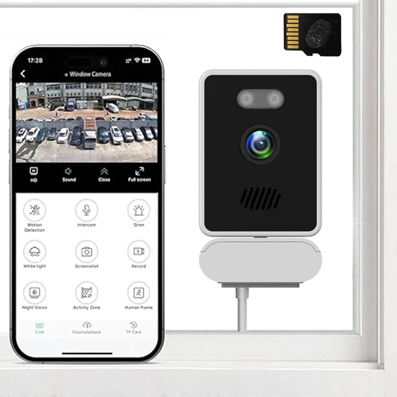 3MP 2K Window Camera, 2.4GHz & 5GHz Wifi Indoor Cameras for Home Security with Chromamax Al Color Night Vision, Hidden Camera for Outdoor Monitoring, 24/7 Recording, Easy Quick Install(With 256G Card)