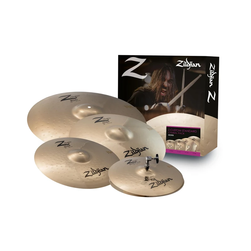 Zildjian Z Custom Standard Cymbal Pack – Z Family Custom 14” HiHats, 16” & 18” Crashes, 20” Ride – Bright, Loud Cymbals for Rock, Metal & Punk – ZCSTD - Brilliant Finish