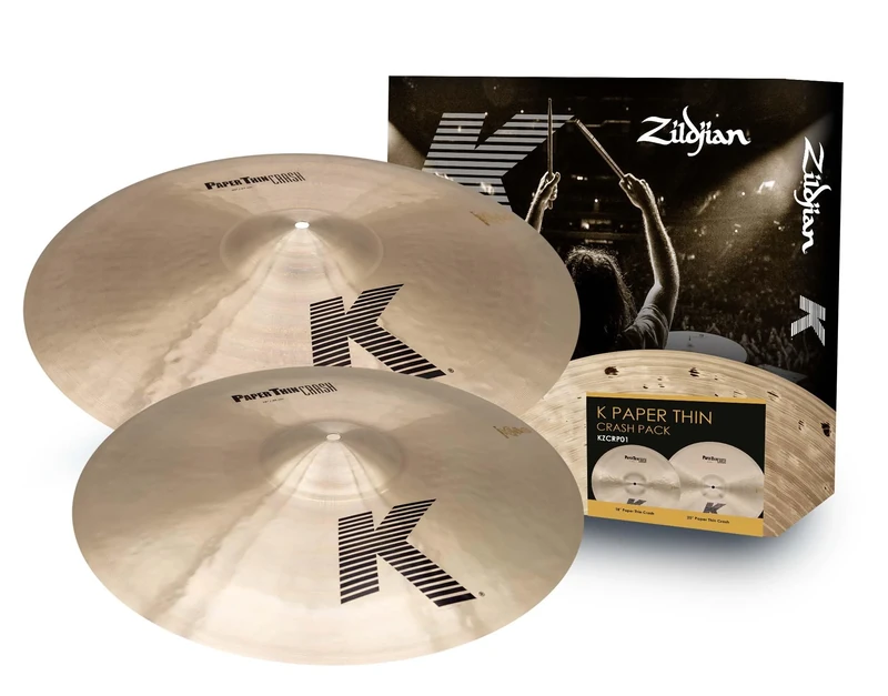 Zildjian K Paper Thin Crash Cymbal Set Box Pack – 18” & 20” K Family Paper Thin Crashes – Ultra-Responsive Cymbals for Professional Drummers – Thin, Expressive & Explosive Sound – KZCRP01