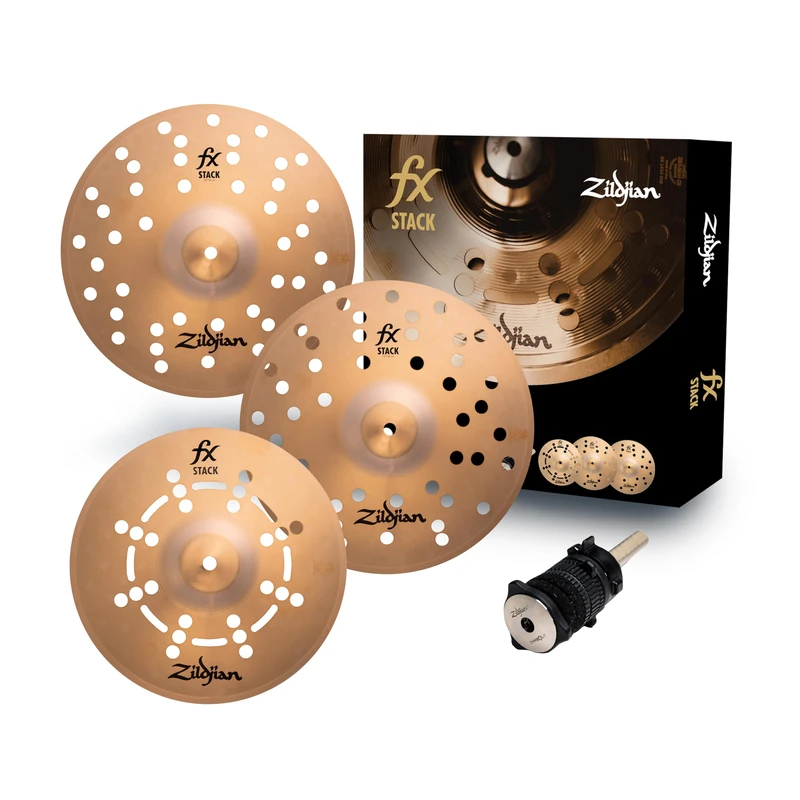 Zildjian FX Stacks 12” Cymbal Stack – Customisable FX Cymbals with Bright to Trashy Tones – Ideal for Trap & Experimental Styles – Includes Cymbolt Mount – Modular Bronze Cymbals- FXSTK12