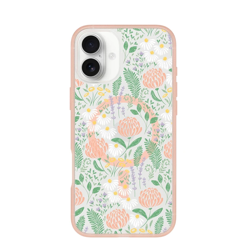 OtterBox iPhone 16 Plus Symmetry Series Clear Case - Peachy Bloom Pink