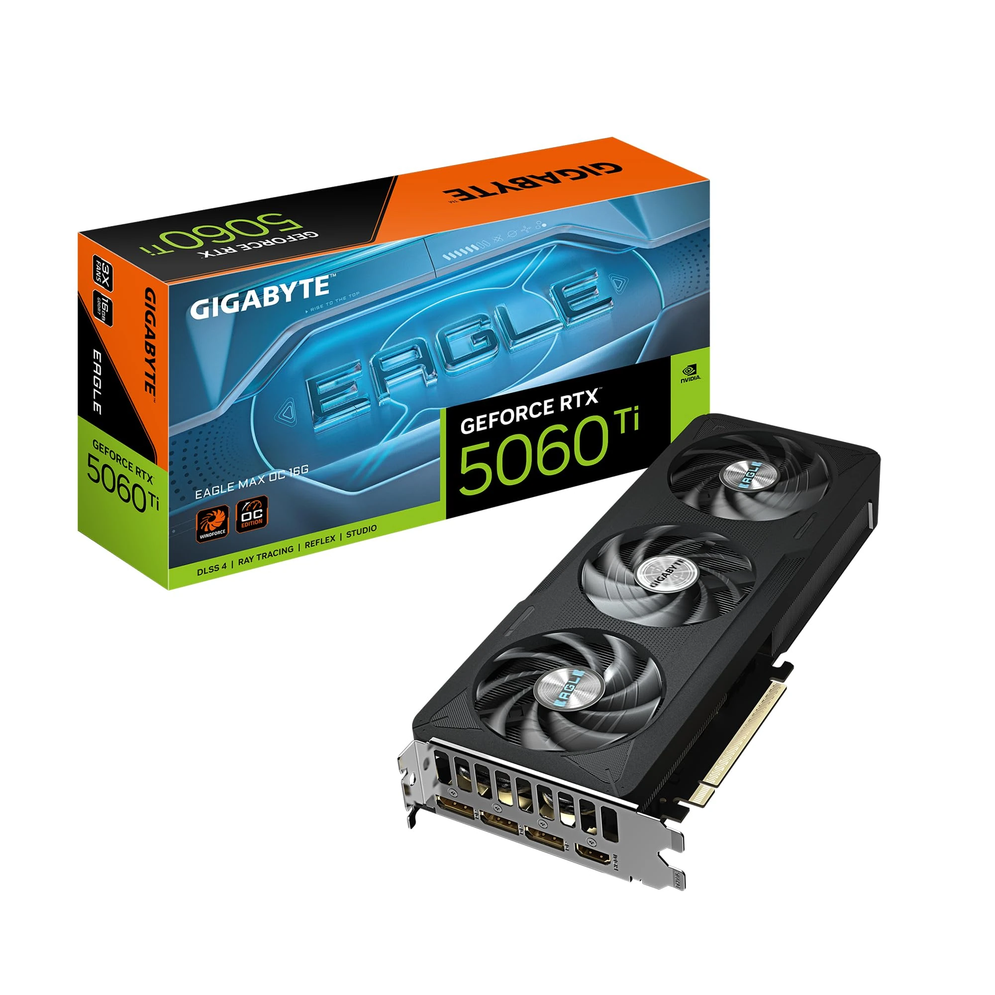 GIGABYTE GeForce RTX 5060 Ti Eagle MAX OC 16G Graphics Card, 16GB 128-bit GDDR7, PCIe 5.0, WINDFORCE Cooling System, GV-N506TEAGLEMAX OC-16GD Video Card