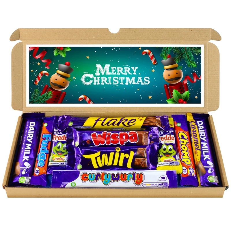 Christmas Selection Box Chocolate Hamper | Letter Box Gift | 10 Fullsize Dairy Milk Chocolate bars | Ideal Secret Santa Gifts For Women, Men & Kids (Merry Christmas)