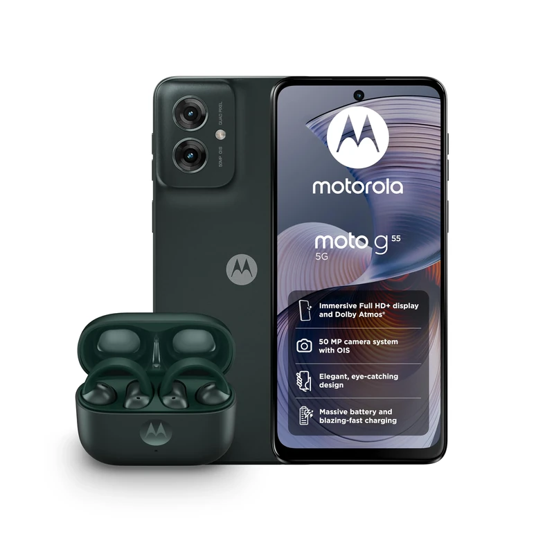 Moto G55 Forest Grey 8+256GB and Moto buds loop - Green