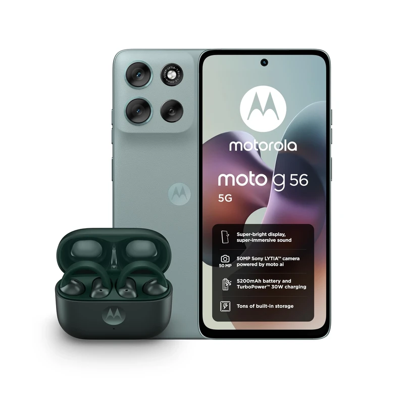 Motorola G56 8+256 PANTONE Grey Mist and Moto buds loop - Green