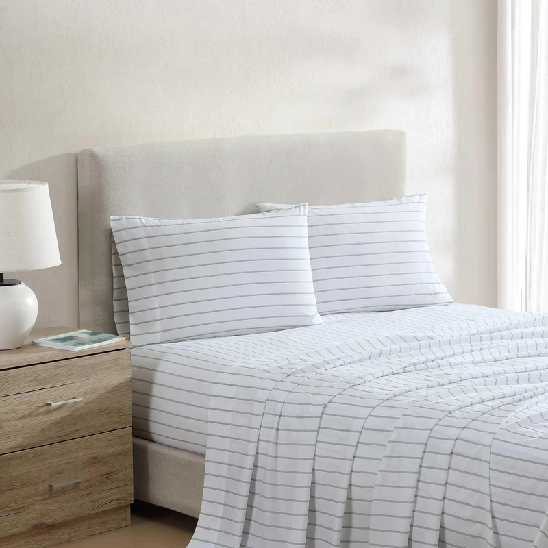 Nautica - Queen Bed Sheets, Lightweight Cotton Percale Bedding Set with Matching Pillowcases, Crisp & Cool, Oeko-Tex Certified (Skippers Island Green)