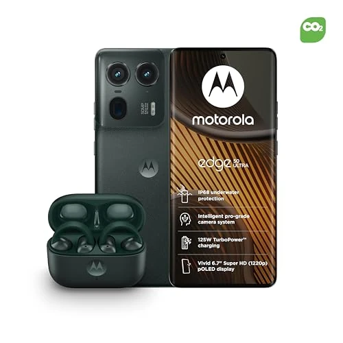 Motorola Edge50 Ultra Forest Grey with CO2 Offset and Moto buds loop - Green