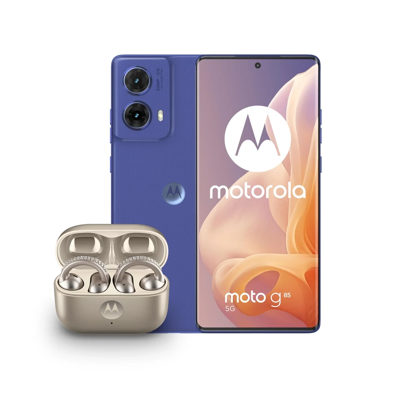 Moto G85 Cobalt Blue and Moto buds loop w/crystals by Swarovski