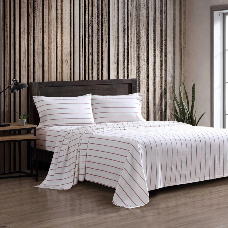 Eddie Bauer - King Bed Sheets, Cotton Flannel Bedding Set with Matching Pillowcases, Brushed for Extra Softness, Deep Pocket, Oeko-Tex Certified (Cooper Falls Red)