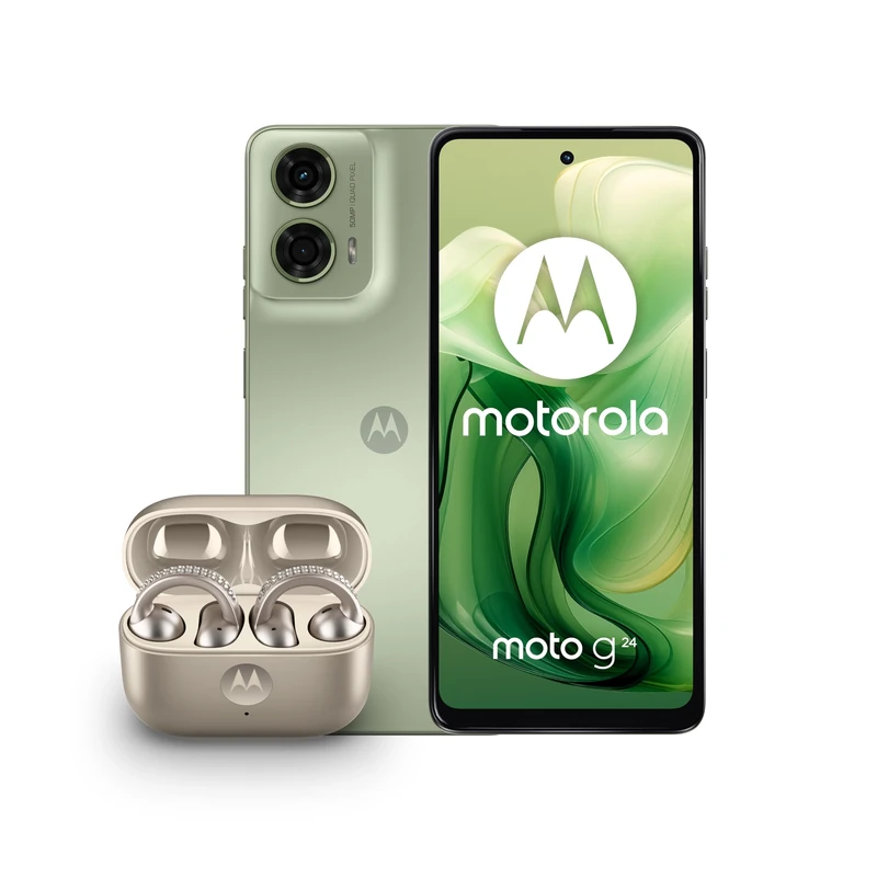 Moto G24 4+128 - Ice Green and Moto buds loop w/crystals by Swarovski