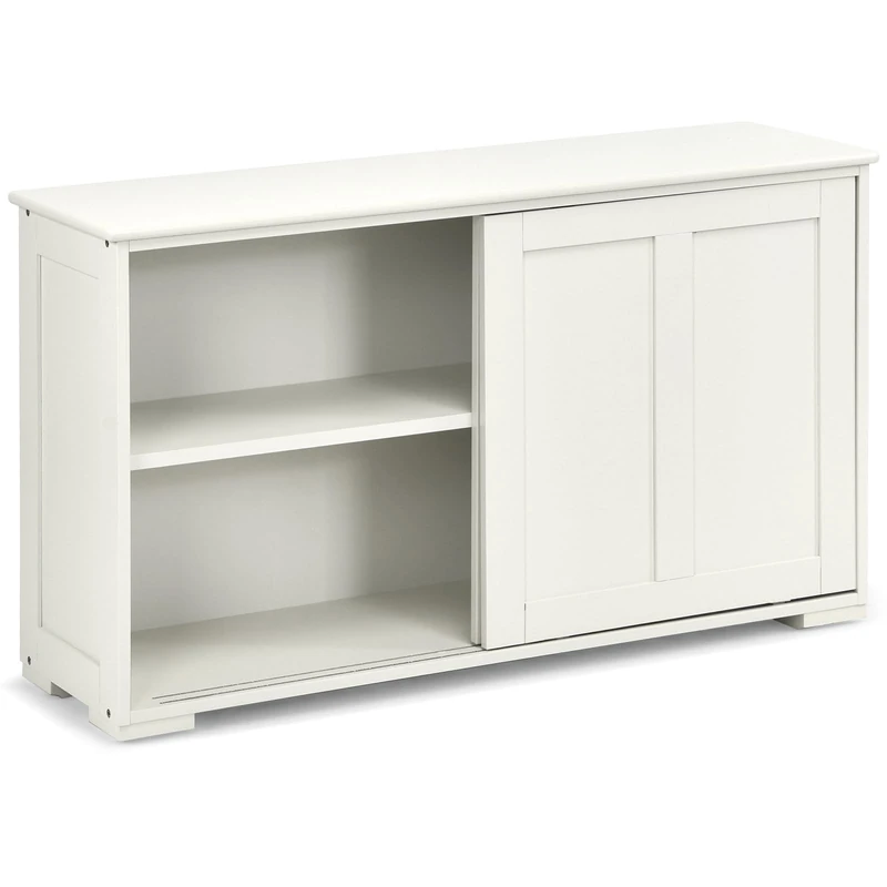 GiantexUK Kitchen Sideboard, Wooden Buffet Cabinet with Adjustable Shelf and Sliding Doors, Freestanding Storage Cupboard Unit for Dining Living Room Hallway (without glass, White)