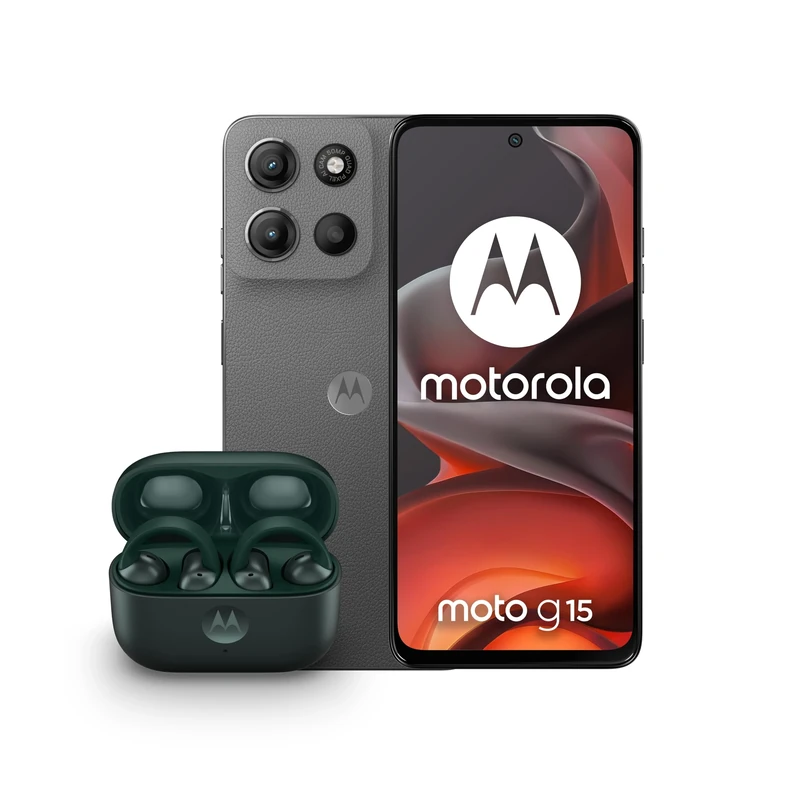 Motorola G15 Gravity Grey 4+128 and Moto buds loop - Green