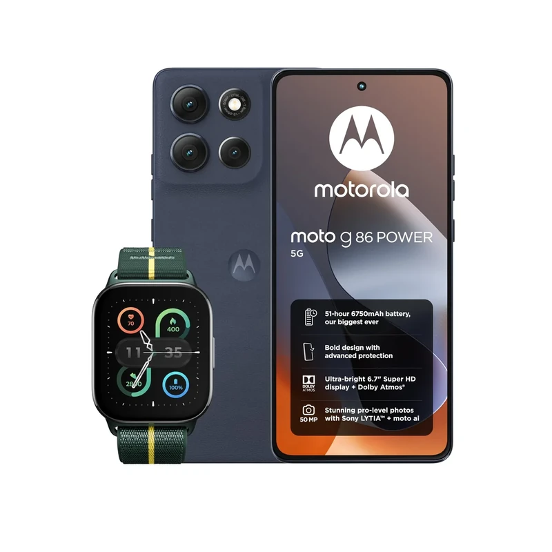 Motorola G86 8+256 Spellbound and Moto watch fit, PANTONE Trekking Green