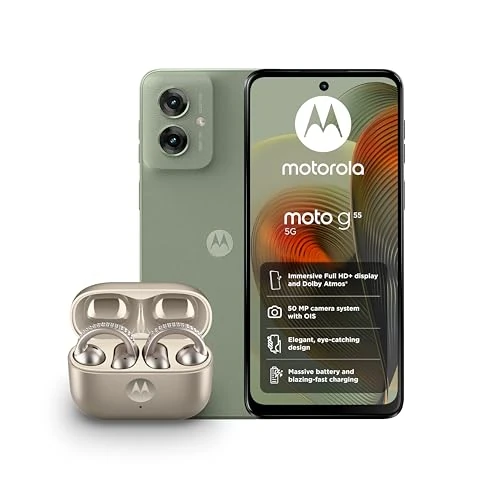 Moto G55 Smoky Green 8+256GB and Moto buds loop w/crystals by Swarovski