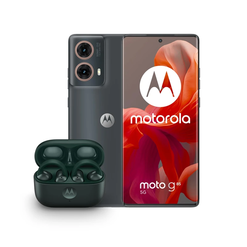 Moto G85 Urban Grey and Moto buds loop - Green