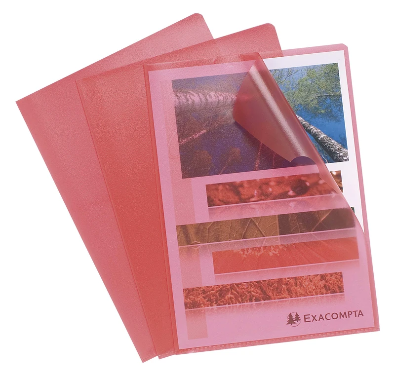 Exacompta - Ref 58525E - Box of 1000 Corner Pockets - Grained PP - High Quality - Size 22 x 31 cm - A4 File Format - Red