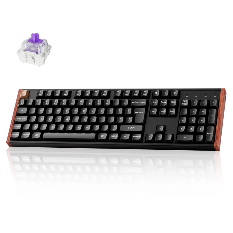 Keychron K10 HE Wireless Mechanical Keyboard - Hall Effect Magnetic Switch, Adjustable Actuation & Rapid Trigger, Full-Size UK Layout, Hot-Swappable Aluminium/Wood Frame for Windows/Mac/Linux - Black