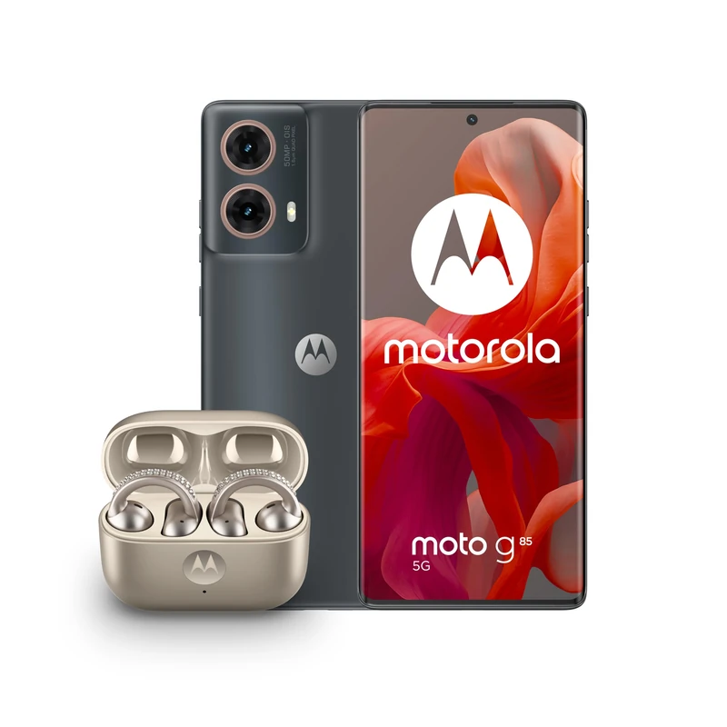 Moto G85 Urban Grey and Moto buds loop w/crystals by Swarovski