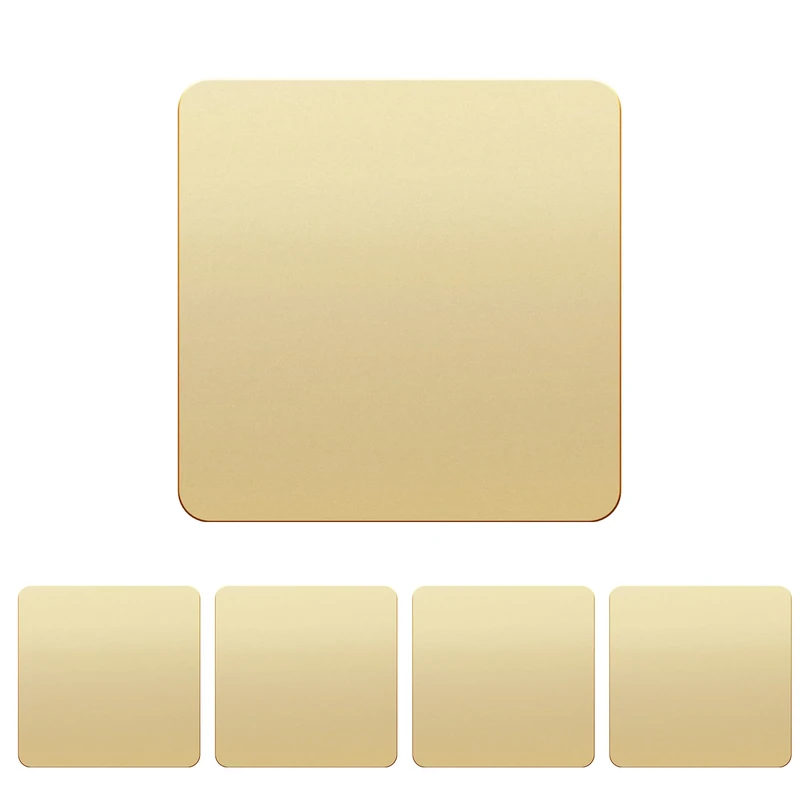 LIDER Screwless 1-Gang Blank Faceplate, Blank Plate for Wall Socket, Flat Cover for Standard UK Pattress Boxes, Flame-Resistant Polycarbonate, Round Edges, UKCA Certified, Gold, 5-Pack