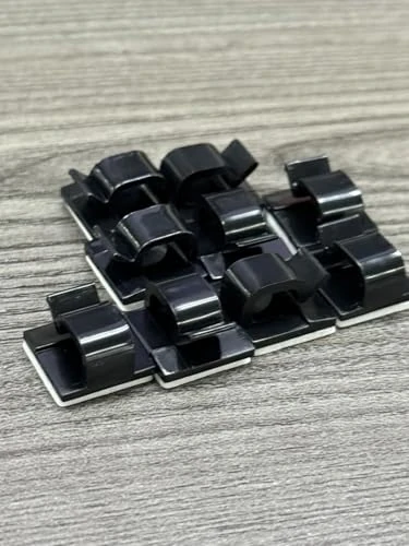 100 Piece Clear Cable Clips Set - Self-Adhesive Wire Clips for Cable Management, with Sticky Cable Hooks, Self-Adhesive Cable Hook, Ideal for Christmas Decorations, Fairy Lights（Black)