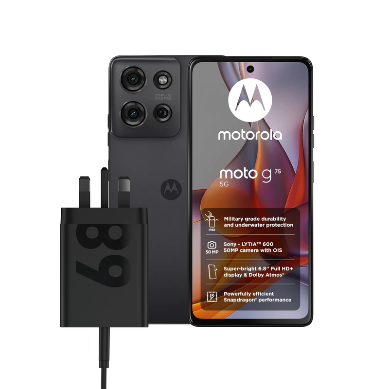 Motorola Moto G75 8GB 256GB Charcoal Grey with 68W Charger