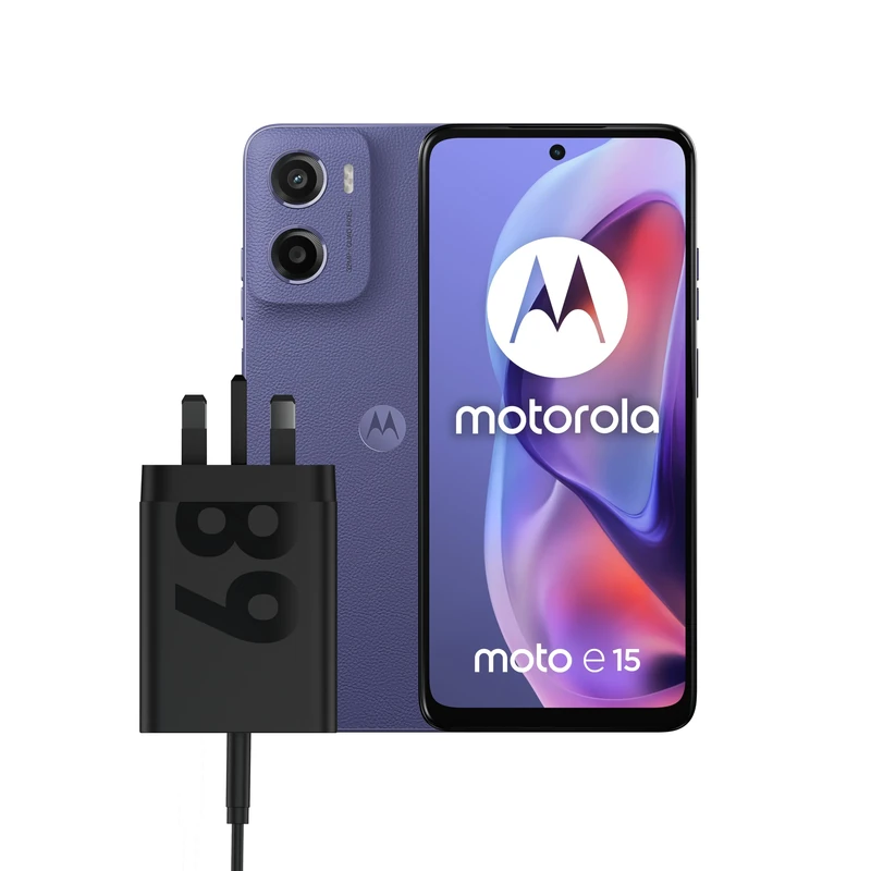 Motorola E15 Fresh Lavender 2+64GB - 68W UK Charger Included