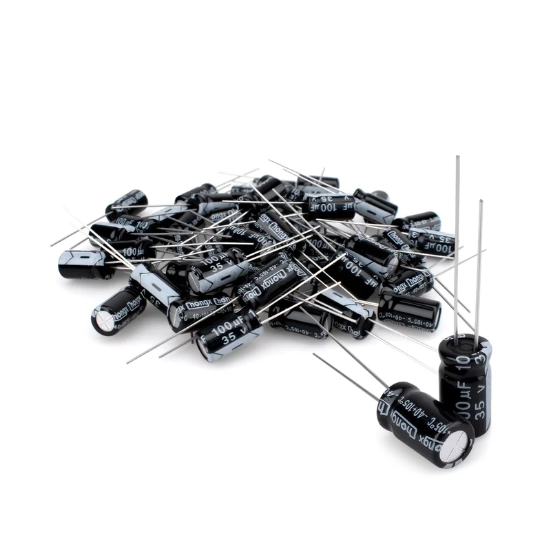Innfeeltech 50 Pcs Electrolytic Capacitor 100uF 35V Aluminum Radial Electrolytic Capacitors
