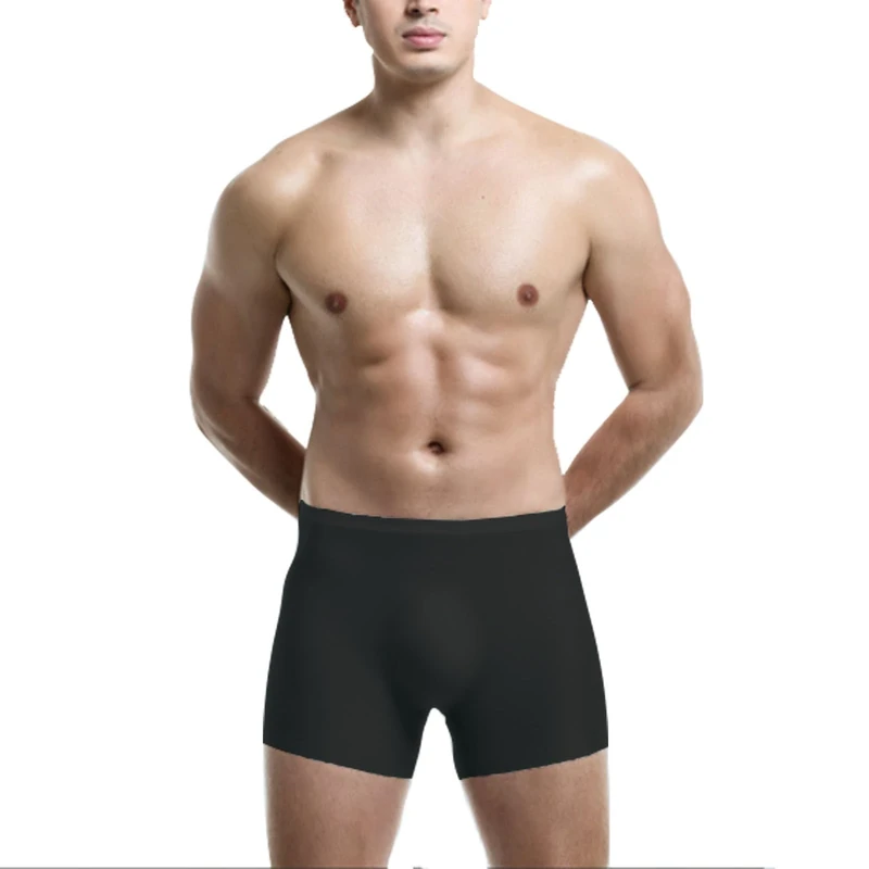 Generic Men's Ice Silk Boxer Briefs - See-Through Underwear XL