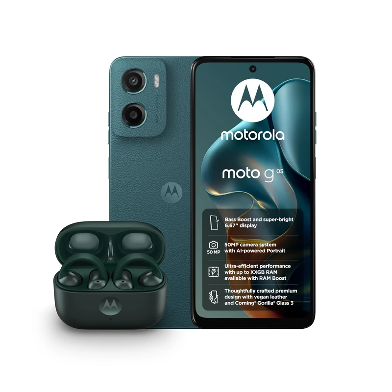 Motorola G05 Forest Green 4+64 and Moto buds loop - Green