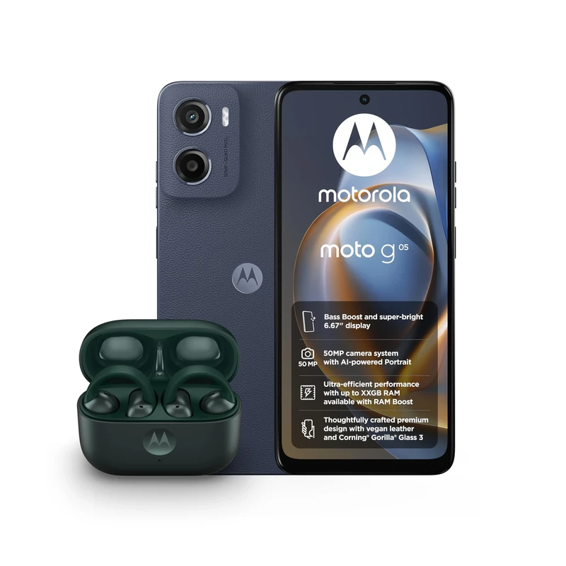 Motorola G05 Denim Blue 4+64 and Moto buds loop - Green