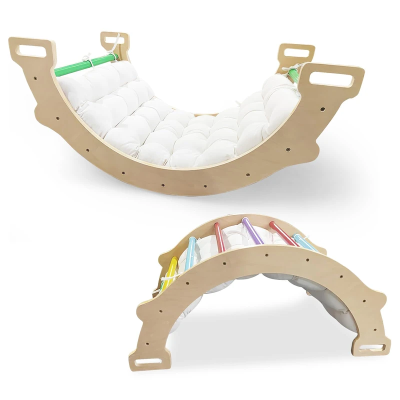 FANTASK Climbing Arch, for Rocking, Climbing and Crawling, Indoor Wooden Climbing Arch, for Children from 3 Years (Colourful)