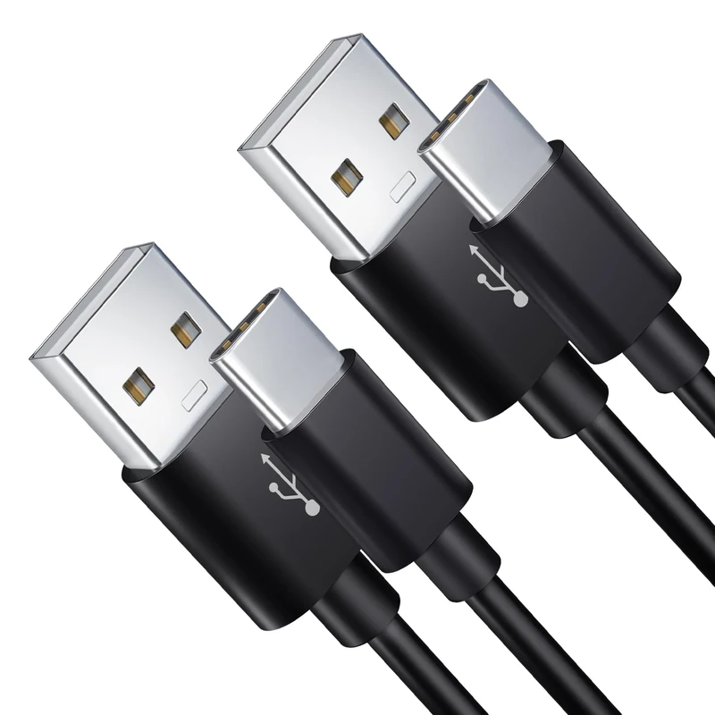 2 Pack 3M USB C Cable, USB A to USB C Charging and Data Sync Cord, Extra Long Type-C Power Charging Cable for Home Security Cameras, Phones, Laptops, Tablets, Game Controllers and More Devices (Black)