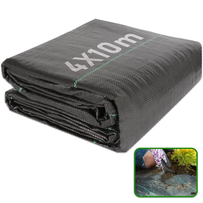 CAKKVDE 4m x 10m Heavy Duty Weed Membrane - Woven Weed Barrier Fabric for Landscaping, Driveways, Gravel Paths & Artificial Grass Underlay (Black, Durable Ground Cover)
