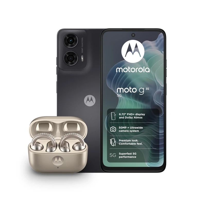 Moto G35 Grey 4+128GB and Moto buds loop w/crystals by Swarovski